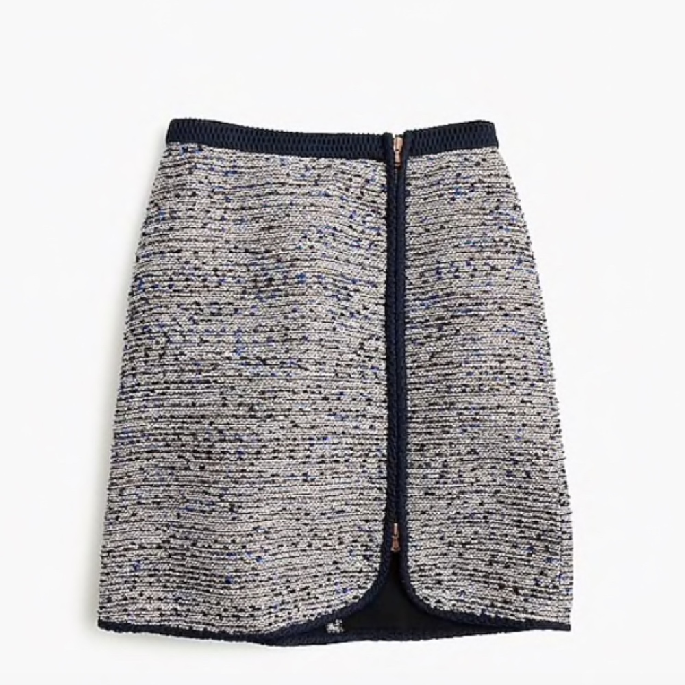 J Crew Metallic Tweed Zip Skirt 8